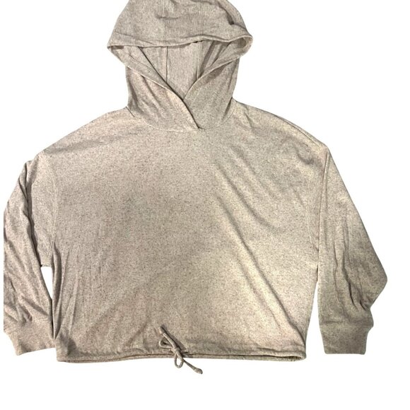 Chaser Oatmeal Hooded Pullover Crop Top With Drawstring Hem Large - Picture 3 of 10